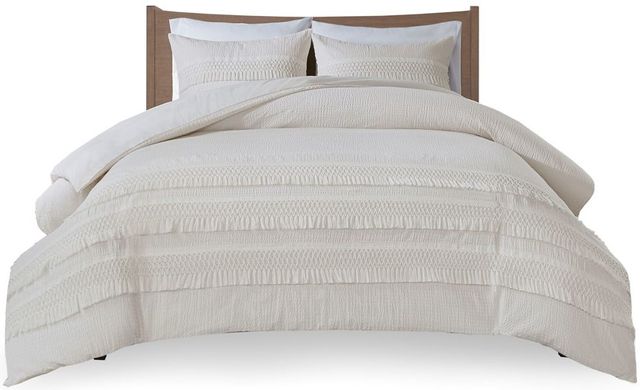 Olliix By Madison Park 3 Piece Ivory Full Queen Amaya Cotton Seersucker Comforter Set Bob