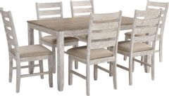 Signature Design by Ashley® Skempton 7-Piece White/Light Brown Dining Table Set