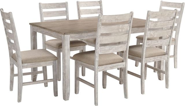 Signature Design by Ashley® Skempton 7-Piece White/Light Brown Dining Table Set 0