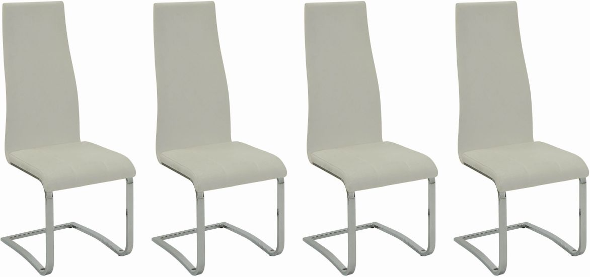 Coaster Montclair 4 Piece White Chrome High Back Dining Chairs