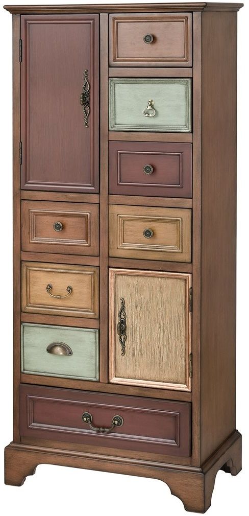 Stein World Engell Mahogany Tone Stain with Multi-Colored Hand Painted Drawers Chest 0