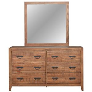 Palm Grove Rustic Brown Dresser and Mirror