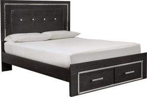 Signature Design by Ashley® Kaydell Black Queen 2-Drawers Upholstered Panel Storage Bed