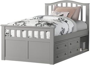 Hillsdale Furniture Schoolhouse Finley Gray Twin Youth Captains Storage Bed
