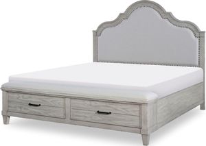 Legacy Classic Belhaven Weathered Plank Queen Upholstered Storage Panel Bed