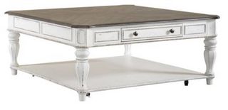 Liberty Magnolia Manor Antique White/Weathered Bark Oversized Square Cocktail Table