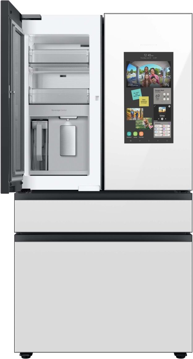 Samsung Bespoke 29 Cu. Ft. Custom Panel Ready/White Glass French Door Refrigerator with Family Hub™-1