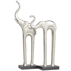 Uma Home Silver Aluminum Elephant Tall Slim Sculptures (Set of 2)