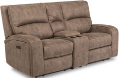 Flexsteel® Nirvana Saddle Power Reclining Loveseat with Console and Power Headrests
