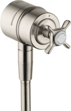 AXOR Montreux Brushed Nickel Wall Outlet with Check Valves and Volume Control, Cross Handle