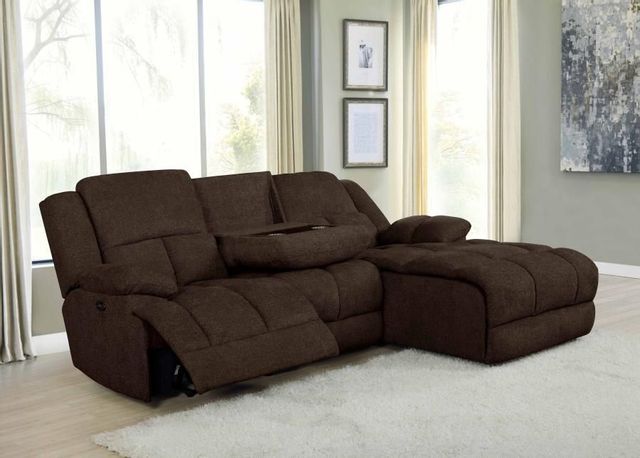 Coaster® 3-Piece Brown Power Reclining Sectional with Chaise 1