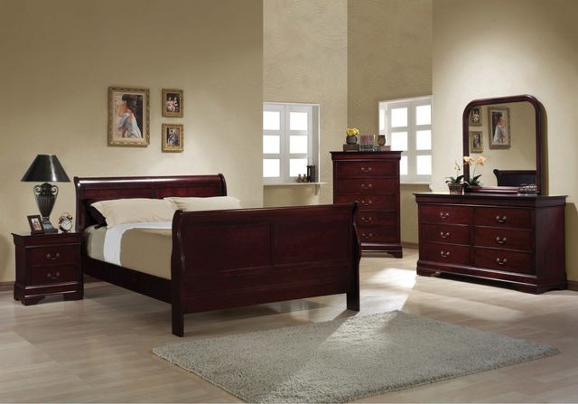 Coaster® Louis Philippe 4 Piece Red Brown Full Sleigh Bedroom Set-0
