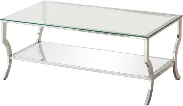 Coaster® Saide Chrome Rectangular Coffee Table with Mirrored Shelf-0