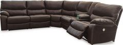 Signature Design by Ashley® Family Circle 4-Piece Dark Brown Right-Arm Facing Power Reclining Sectional with Console