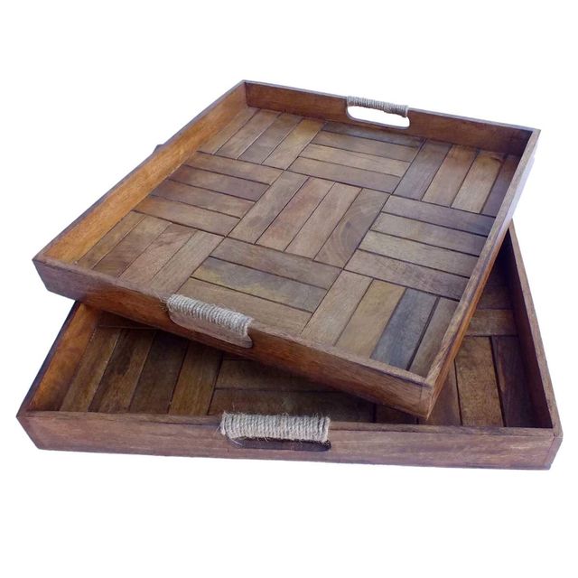 Crestview Collection Miller Parquetry Serving Trays-0