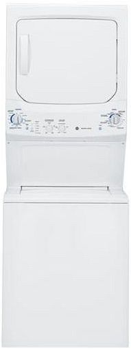 GE Unitized Spacemaker® Gas Washer/Dryer Stack Laundry-White 0