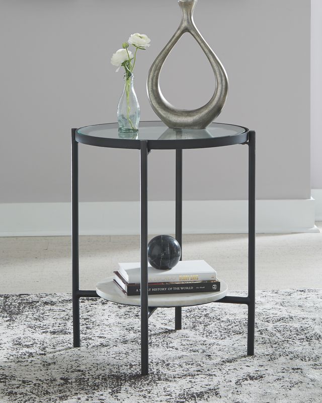 Signature Design by Ashley® Zalany Black/White Round End Table 3