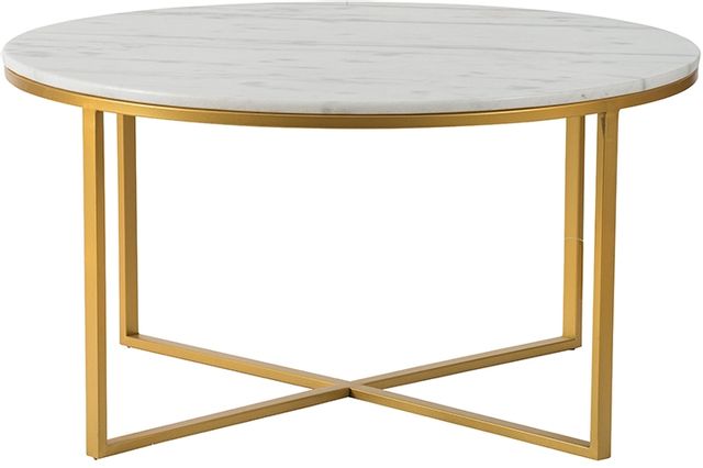 A & B Home Gold/White Round Table-1
