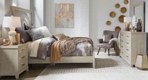 Liberty Belmar 4-Piece Silver Champagne/Washed Taupe Queen Bedroom Set