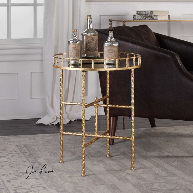 Uttermost® Tilly Gold Accent Table with Mirrored Top-2
