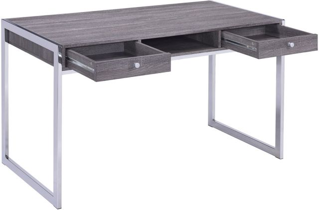 Coaster® Wallice Weathered Grey And Chrome2-Drawer Writing Desk-1