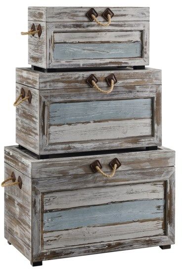 Crestview Collection Nantucket Weathered Wood Trunks-0