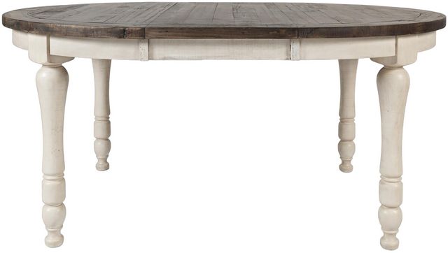 Jofran Inc. Madison County Barnwood Round to Oval Dining Table with Vintage White Base-1