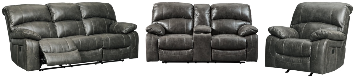 Signature Design by Ashley® Dunwell 3-Piece Steel Living Room Set with Power Reclining Sofa