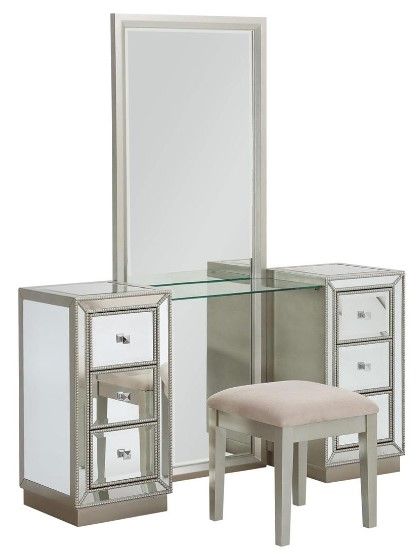 Coast2Coast Home™ Accents by Andy Stein Elsinore Champagne Vanity Mirror and Stool Set