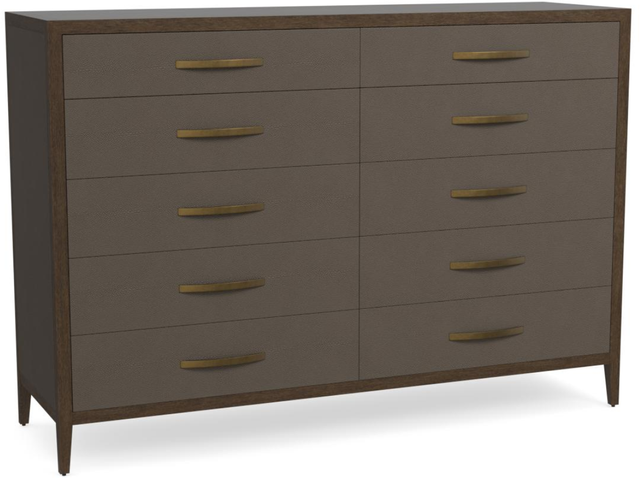 Bassett Furniture Modern Emilia Cacao Brown Caviar Shagreen 10 Drawer Dresser 2485 0228 Ogden S Superstore