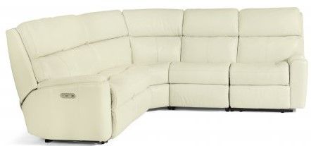 Flexsteel® Rio White Power Reclining Sectional with Power Headrests-0