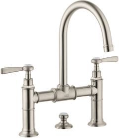 AXOR Montreux Brushed Nickel 2-Handle Faucet 220 with Lever Handles and Pop-Up Drain, 1.2 GPM