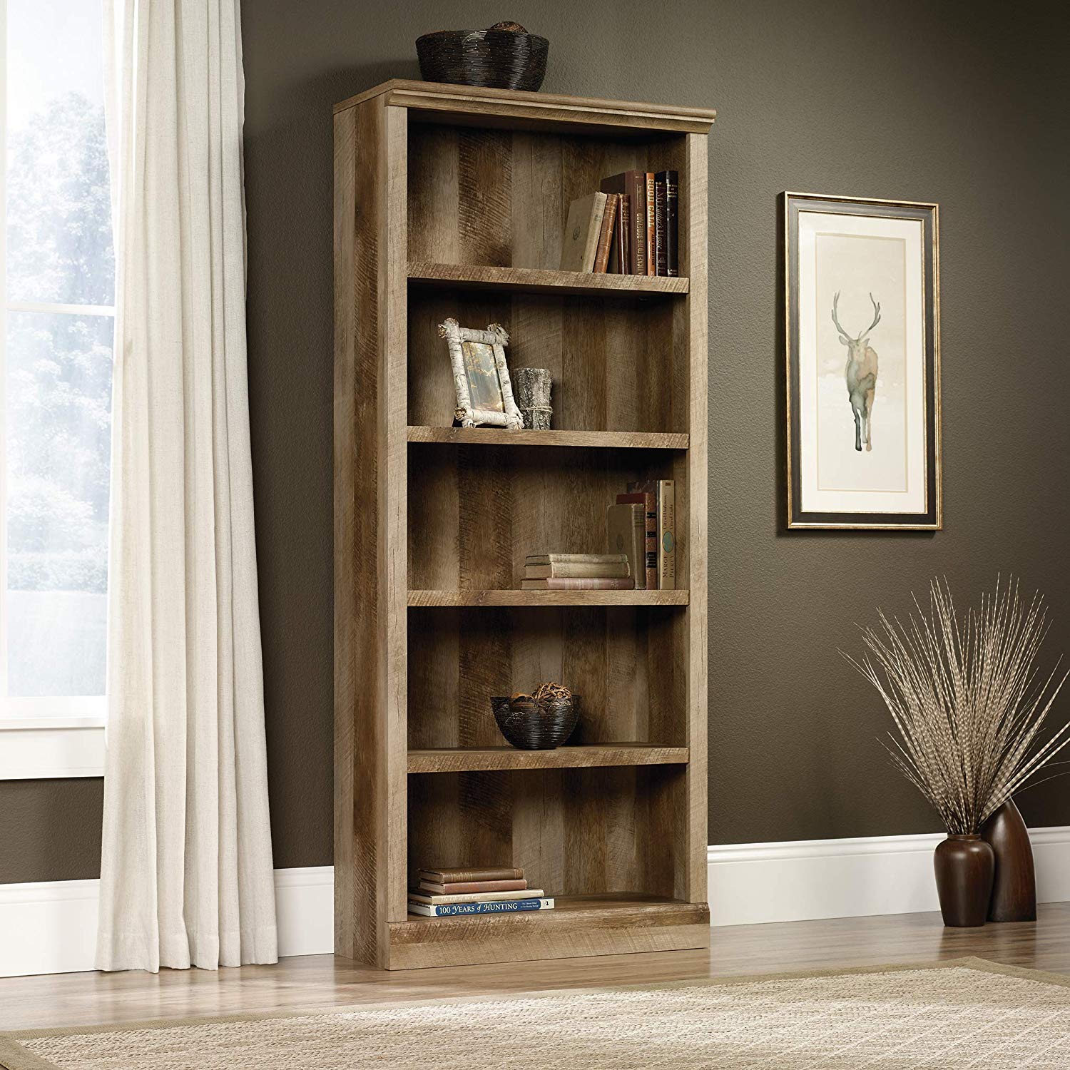 Sauder East Canyon 3 Shelf Bookcase in Craftsman Oak 