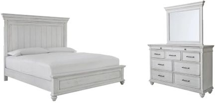 Benchcraft® Kanwyn 3-Piece Whitewash King Panel Bed Set