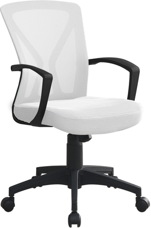Office Chair, Adjustable Height, Swivel, Ergonomic, Armrests, Computer Desk, Work, Metal, Fabric, White, Black, Contemporary, Modern