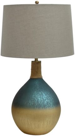 Crestview Collection Cole Beige/Blue-Green/Gold Table Lamp