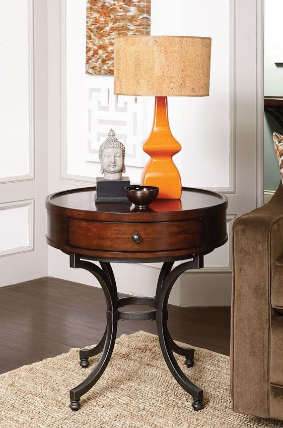 Hammary® Barrow Black and Brown Round End Table-2