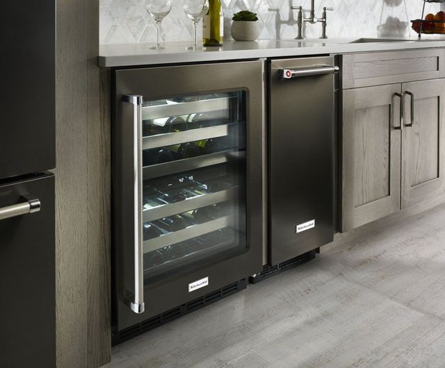KitchenAid® 24" Black Stainless Steel with PrintShield™ Finish Wine Cooler 1
