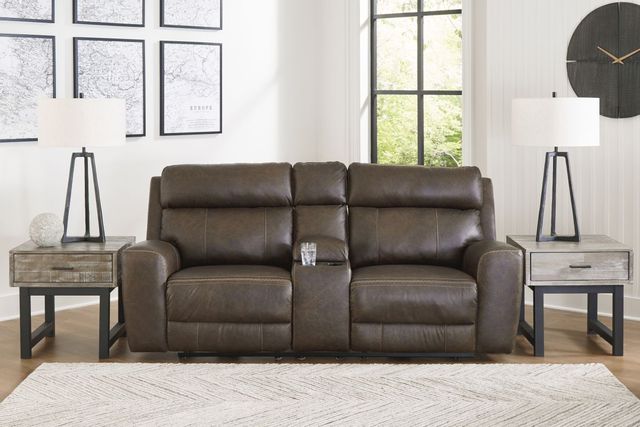 Signature Design by Ashley® Roman Umber Power Reclining Loveseat with Console 8