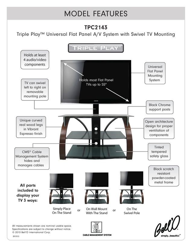 Bell'O® Triple Play™ Universal Flat Panel A/V System 3