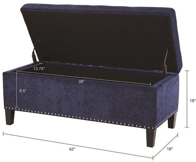 Olliix by Madison Park Blue Shandra II Tufted Top Storage Bench-3