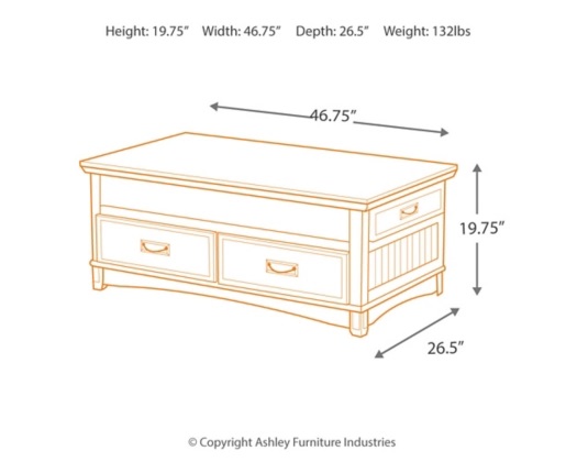 ashley cross island medium brown lift top cocktail table