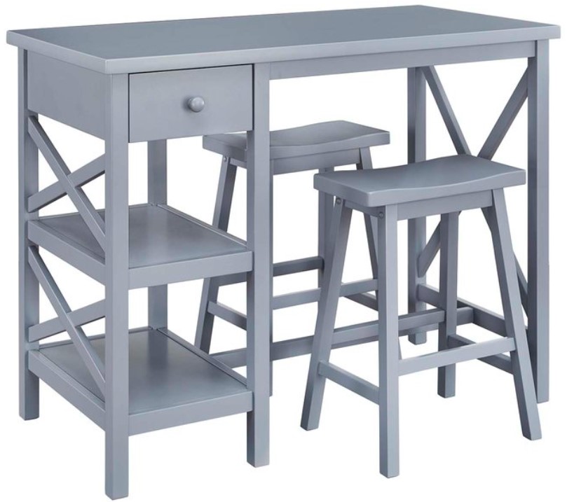 Progressive® Furniture Lunch Date Gray Counter Table with 2 Stools Set
