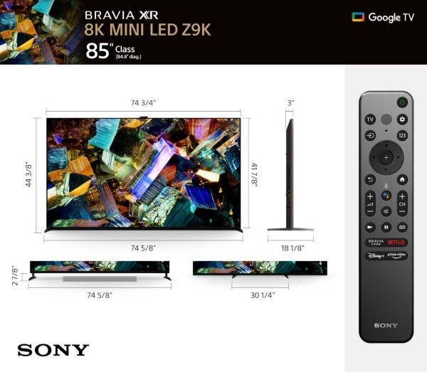 Sony® BRAVIA XR Z9K 85" 8K Ultra HD Mini LED Smart Google TV 5