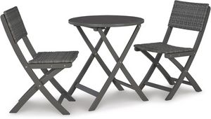 Signature Design by Ashley® Safari Peak 3-Piece Gray Outdoor Table and Chairs Set