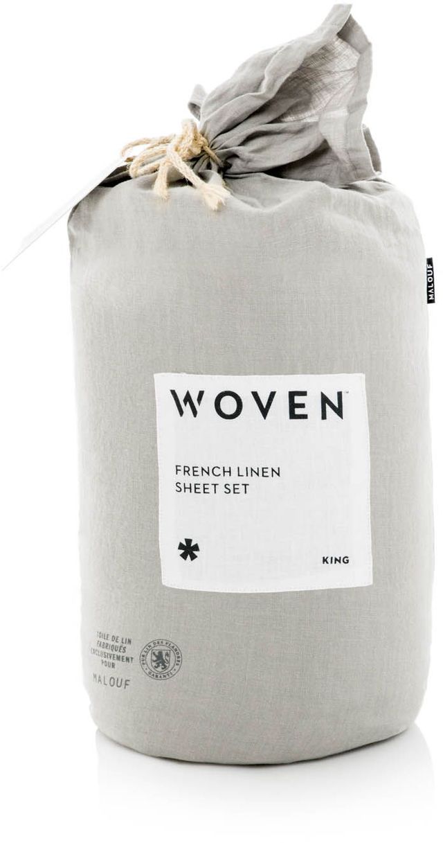 Malouf® Woven™ French Linen Smoke Split California King Sheet Set 3