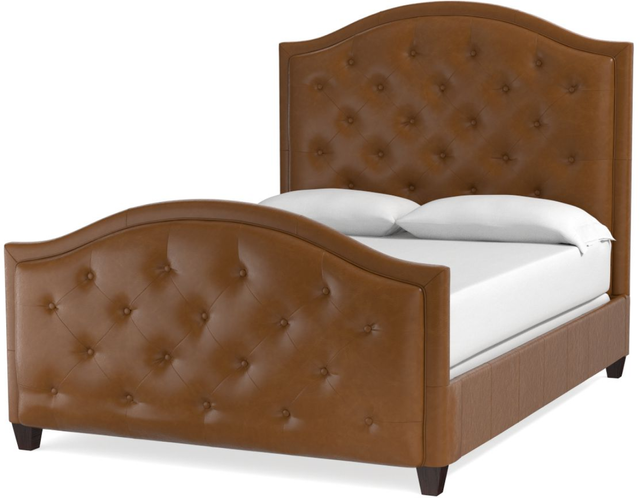 Bassett® Furniture Custom Upholstered Vienna Leather Twin Arched Bed with Tall Footboard