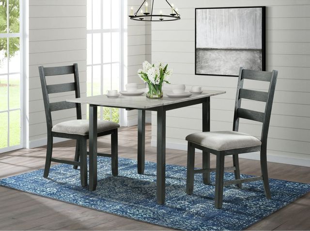 Elements Martin Grey-Top Drop Leaf Dining Table & Two Side Chairs-0