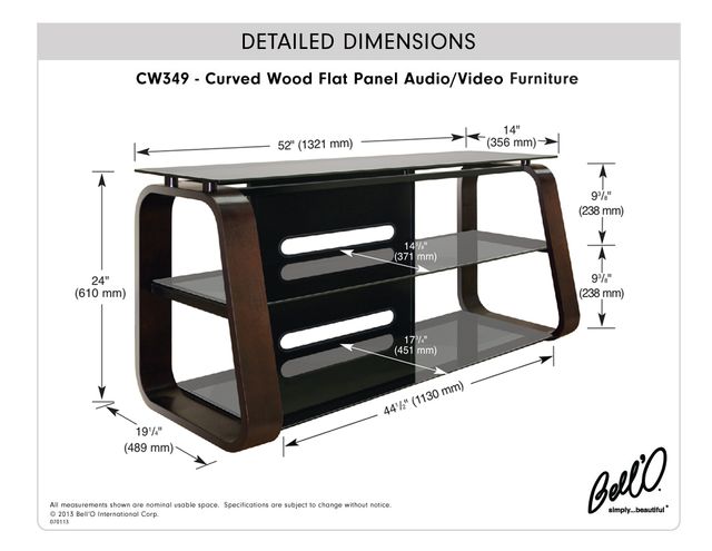 Bell'O® Deep Espresso Finish Curved Wood A/V Furniture 4