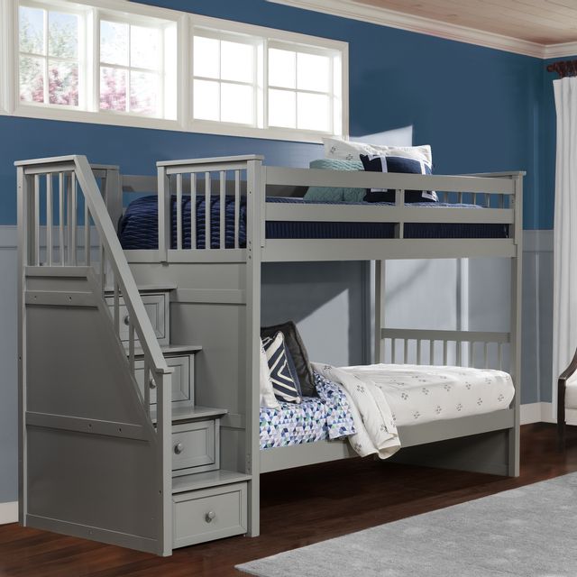 Hillsdale Furniture Schoolhouse Gray Twin/Twin Stair Youth Bunk Bed-2